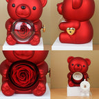 Rotating Bear Gift Box Eternal Rose Teddy Bear Jewelry Box With Necklace Valentine Wedding Special Present For Girlfriend Anniversary Gift Jewelry Box